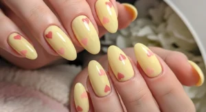 yellow heart nails