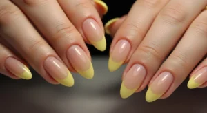 yellow french fade nails