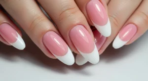 classic pink and white french acrylic nails for timeless manicure style