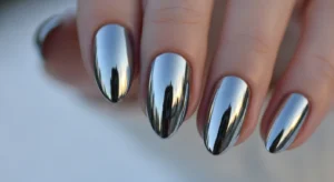 silver chrome nails