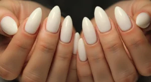 Milky white nails clean homecoming nail look