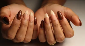 Brown and nude nail ideas for Black women natural tones