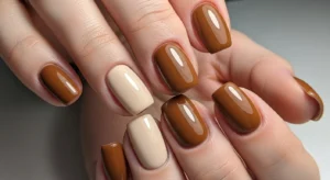beige brown nails