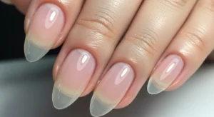 Clear tinted nails natural glossy nail idea