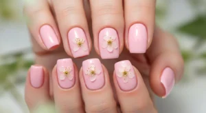 Short pastel pink nails perfect for spring manicure
