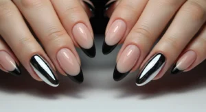 black chrome french nails