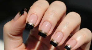 black french glitter nails