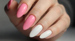 pink white nails