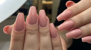 acrylic nails with strong structure and glossy finish for long lasting manicure