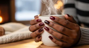 Burgundy winter nails on dark skin elegant nail colors