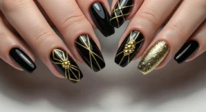 black gold nails