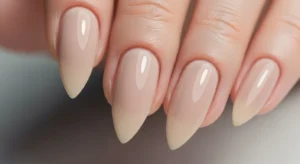 mountain peak nail shape with soft pointed tip for subtle edgy manicure