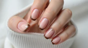 Brown French tip nails warm nail idea