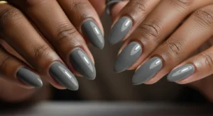 Gray nails modern nail idea for dark skin