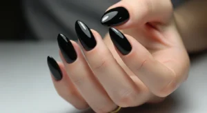 almond black french nails