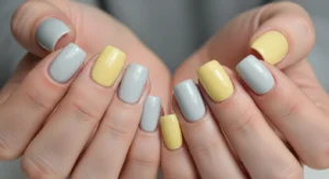 yellow grey nails