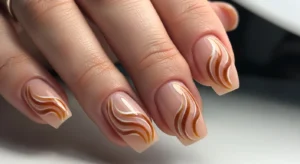 caramel swirl nail design