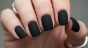 matte black short nails