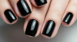 black glossy nails