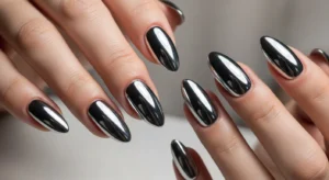 Chrome nails for homecoming sleek shiny nail look