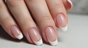 micro french tip short nails minimal thin line manicure idea