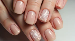 nude snowflake nails
