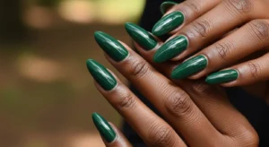 Forest green nails rich fall nail color on dark skin