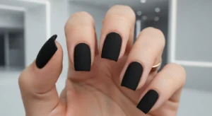 matte black short nails bold modern manicure idea