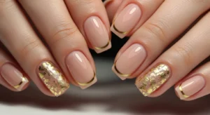 nude gold nails
