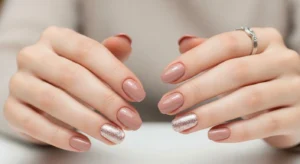 glitter accent nails