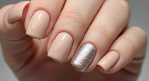 Glitter accent nail simple sparkle design