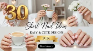 “30 short nail ideas that are easy and cute including nude nails, soft pink manicure, French tips, and minimal nail designs for everyday wear”