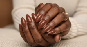 Mocha nude nails on dark skin rich neutral nail idea