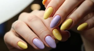 yellow lavender nails