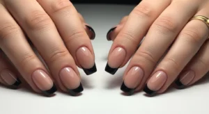 curved black french nails