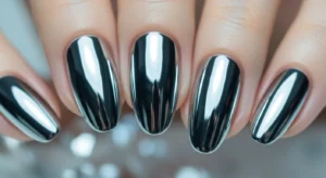 silver chrome nails