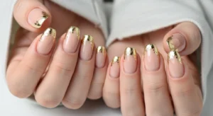 nude gold foil nails