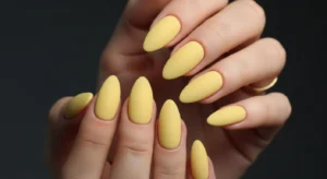 matte almond yellow nails