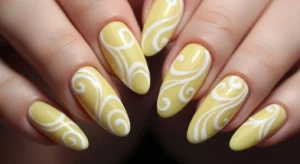 yellow swirl nails