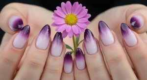 purple ombre nails blending multiple shades for soft gradient and trendy manicure