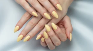 butter yellow almond nails