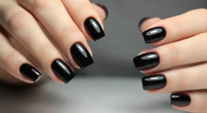 Black nails for homecoming sleek bold nail idea