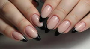 nude black french nails