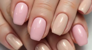 Pink and nude nail combo on dark skin