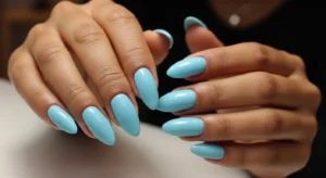 Soft blue nails fresh nail idea for Black women