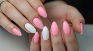 pink white nails