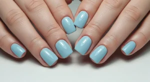 baby blue short nails soft pastel manicure idea