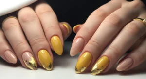 yellow nails gold foil