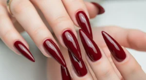 stiletto nail shape with sharp pointed tips for bold and edgy manicure style