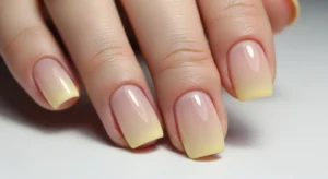 yellow ombre short nails